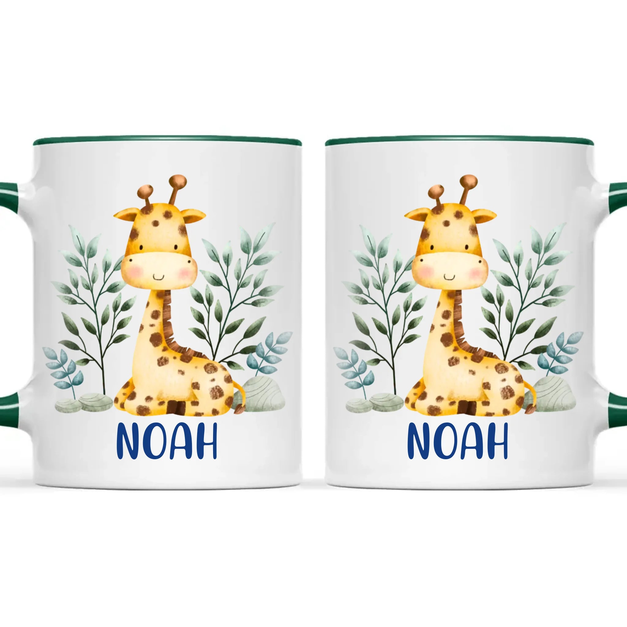 Personalised Giraffe & Leaves Kids Mug