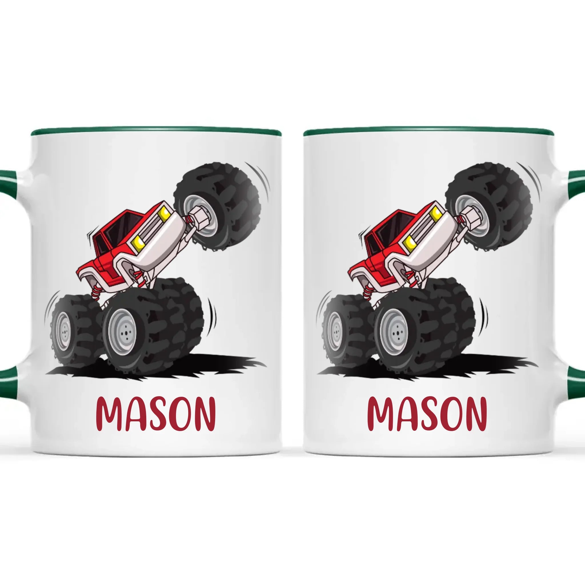 Personalised Red Monster Truck Kids Mug
