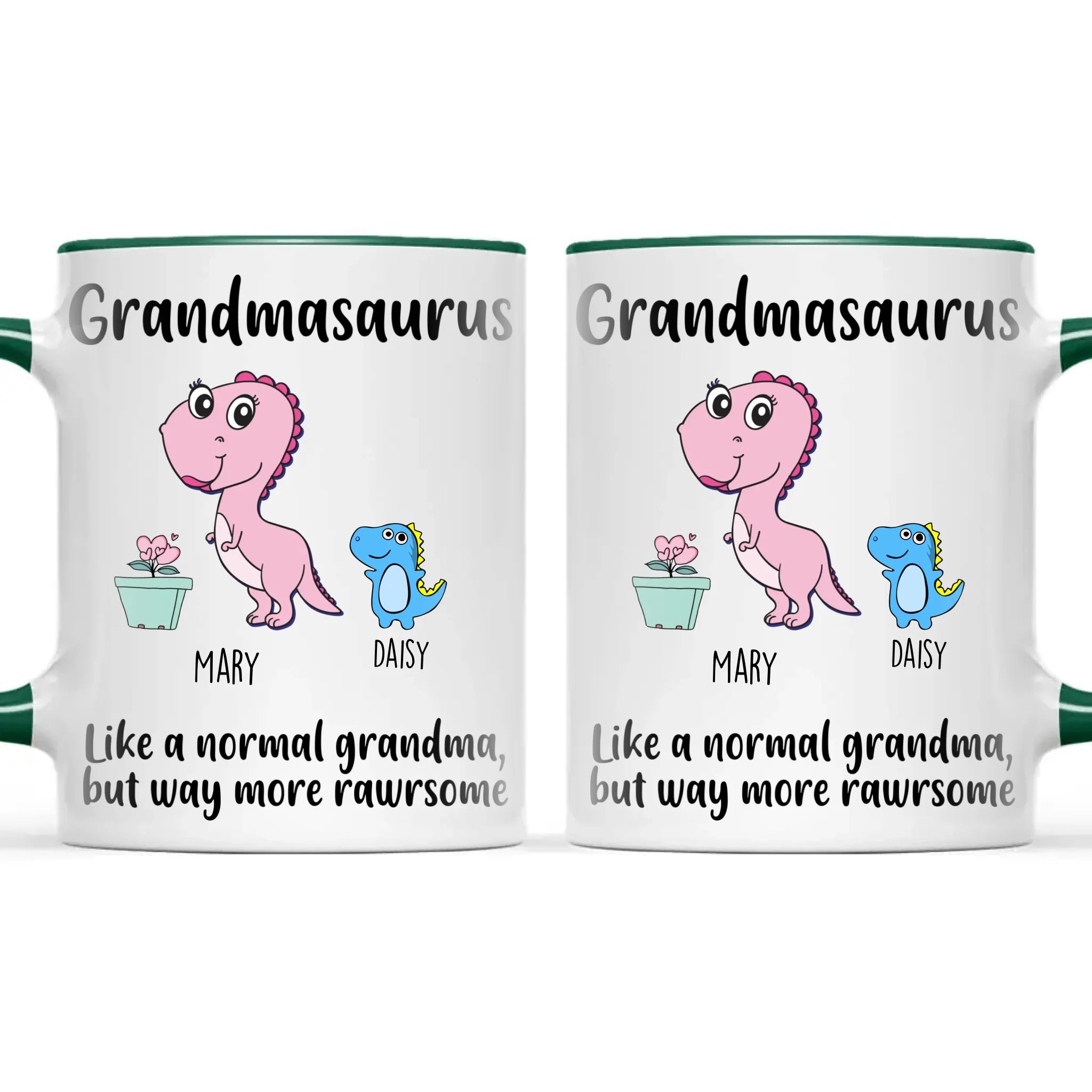Personalised Grandmasaurus Mug – Add Up to 12 Baby Dinosaur Grandkids with Names – Fun & Cute Mother’s Day Gift for Grandma