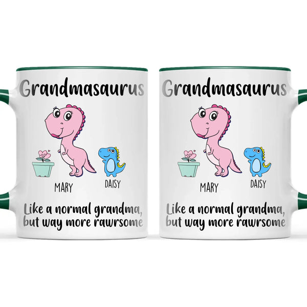Personalised Grandmasaurus Mug – Add Up to 12 Baby Dinosaur Grandkids with Names – Fun & Cute Mother’s Day Gift for Grandma