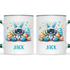 Personalised Easter Robot Bunny Mug – Custom Name Cup for Kids – Cute Sci-Fi Bunny with Eggs & Stars – Ceramic or Enamel – NZ Made