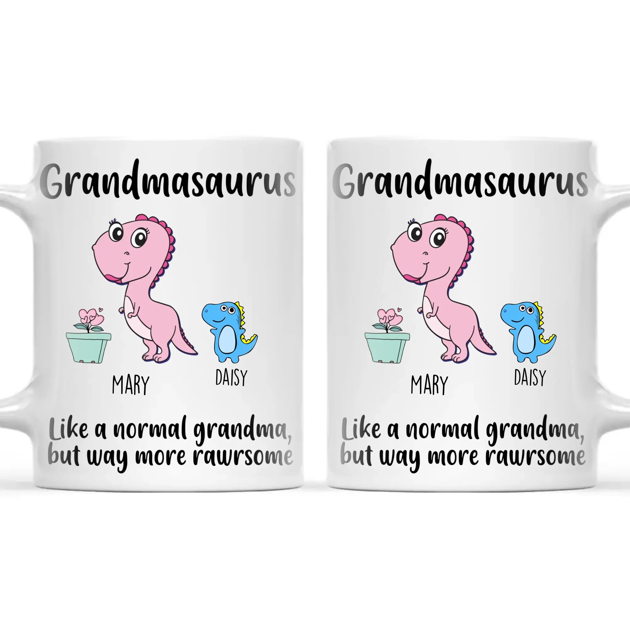 Personalised Grandmasaurus Mug – Add Up to 12 Baby Dinosaur Grandkids with Names – Fun & Cute Mother’s Day Gift for Grandma
