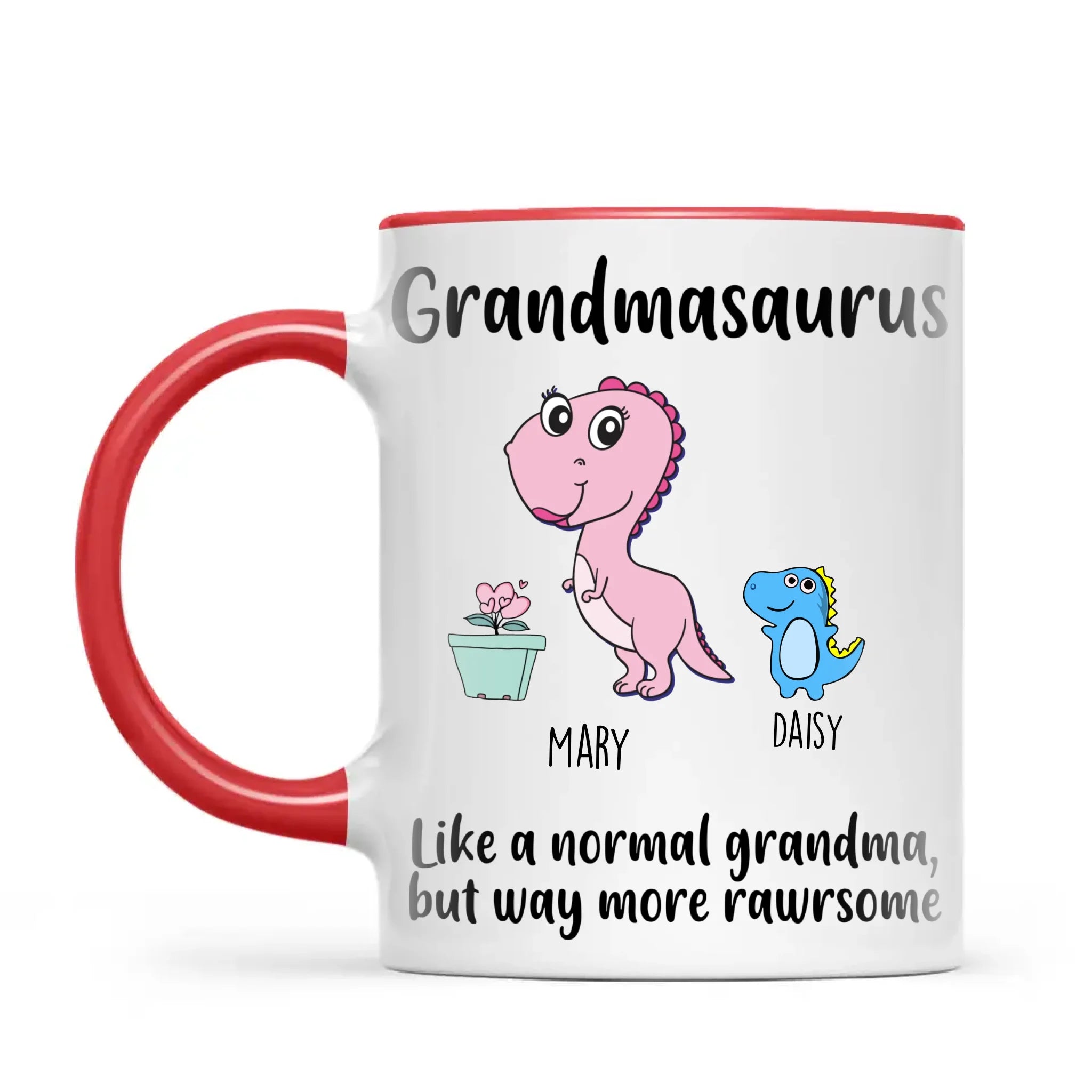 Personalised Grandmasaurus Mug – Add Up to 12 Baby Dinosaur Grandkids with Names – Fun & Cute Mother’s Day Gift for Grandma