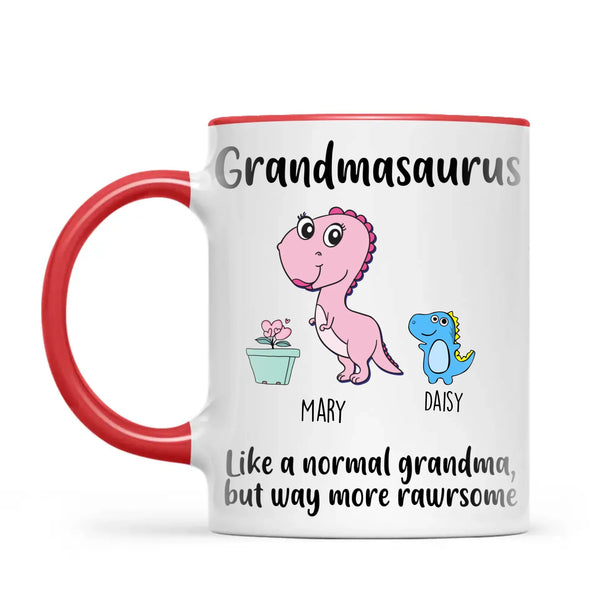 Personalised Grandmasaurus Mug – Add Up to 12 Baby Dinosaur Grandkids with Names – Fun & Cute Mother’s Day Gift for Grandma