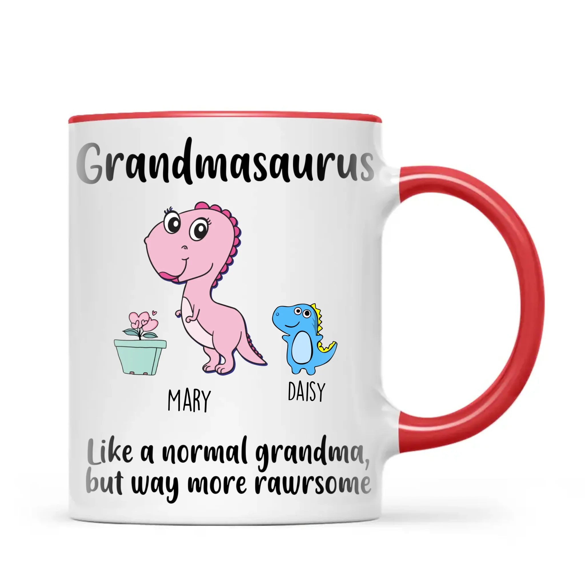 Personalised Grandmasaurus Mug – Add Up to 12 Baby Dinosaur Grandkids with Names – Fun & Cute Mother’s Day Gift for Grandma
