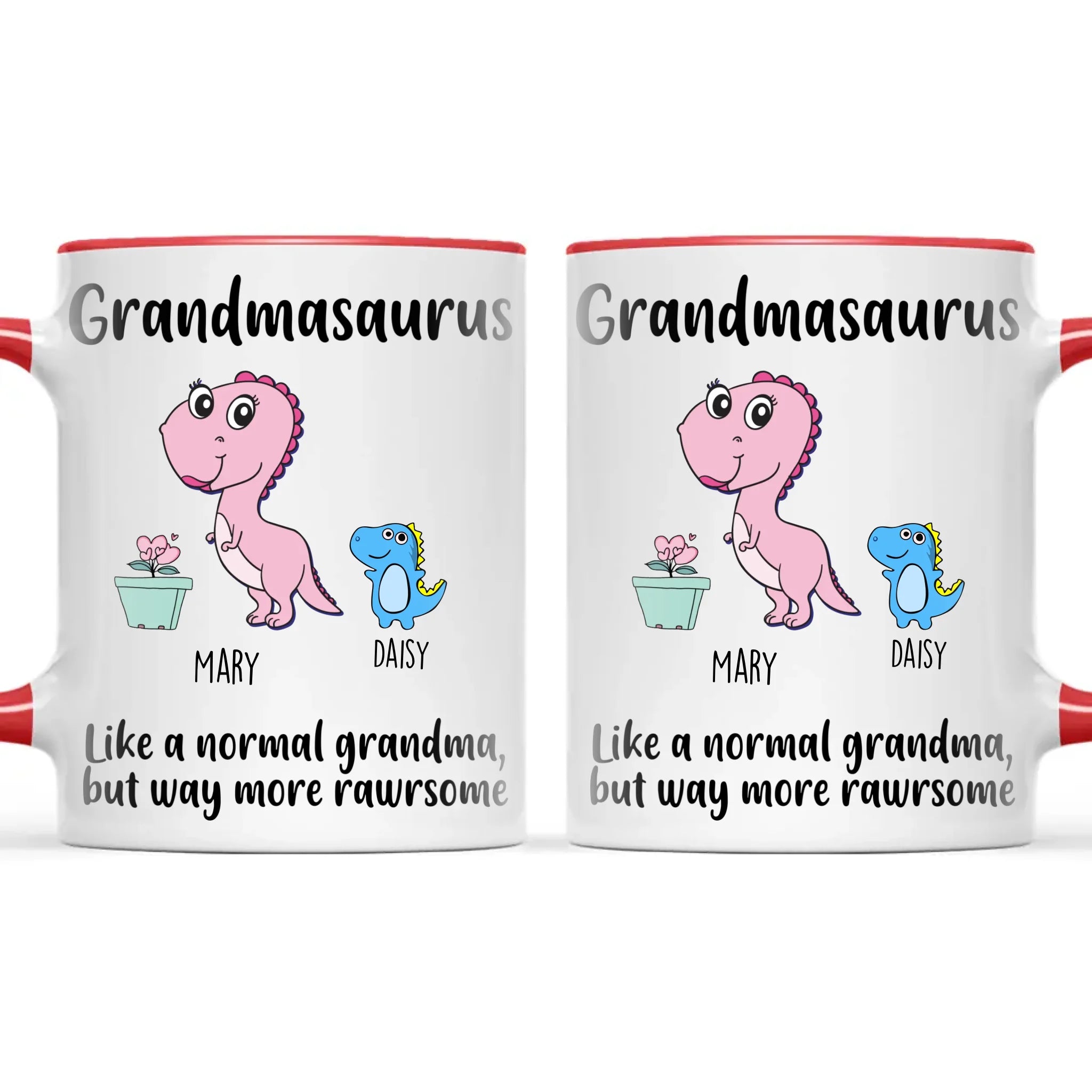 Personalised Grandmasaurus Mug – Add Up to 12 Baby Dinosaur Grandkids with Names – Fun & Cute Mother’s Day Gift for Grandma