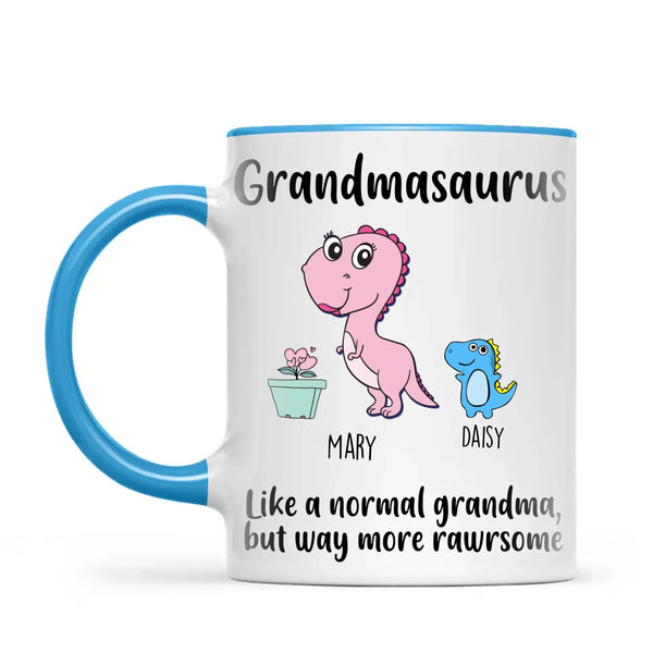 Personalised Grandmasaurus Mug – Add Up to 12 Baby Dinosaur Grandkids with Names – Fun & Cute Mother’s Day Gift for Grandma