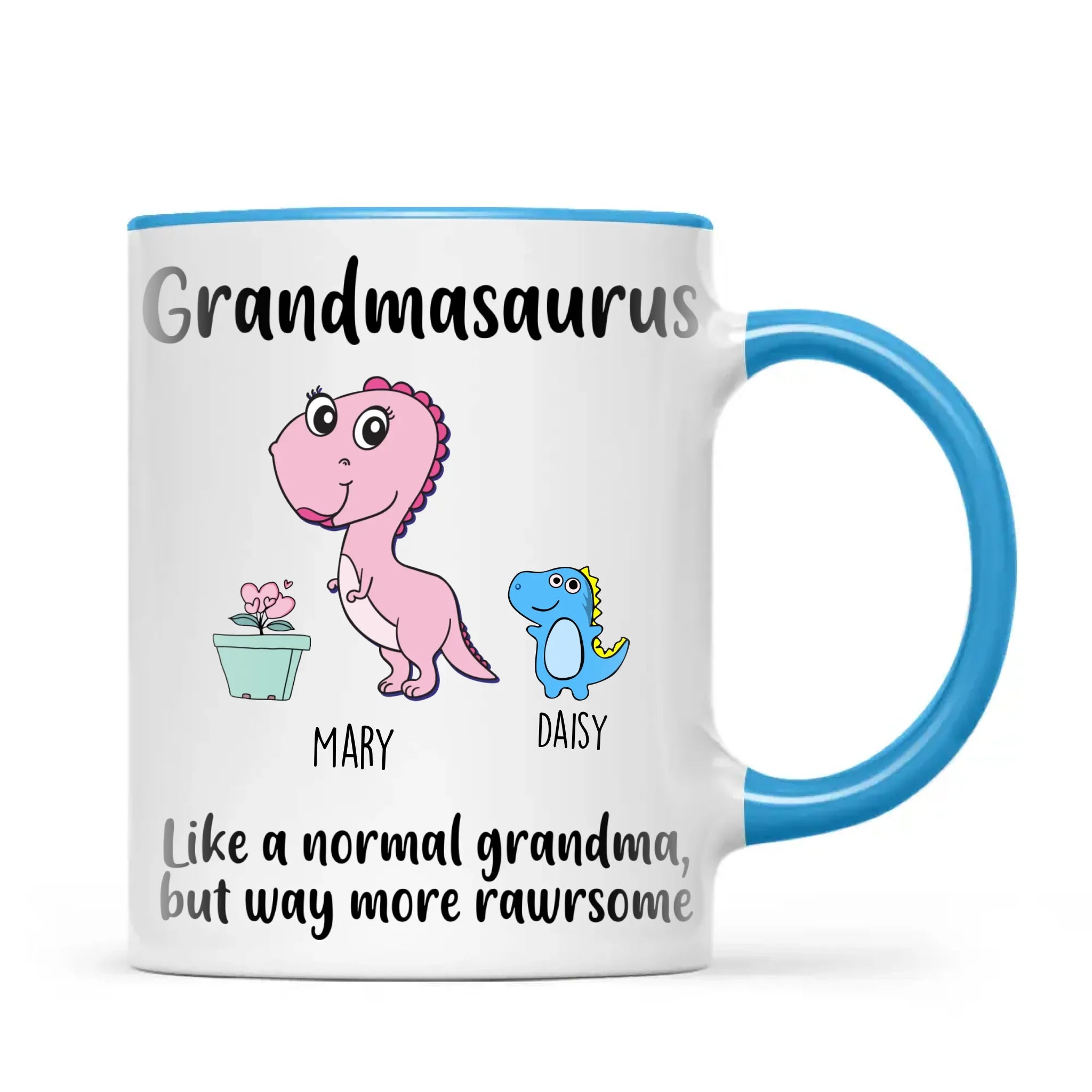 Personalised Grandmasaurus Mug – Add Up to 12 Baby Dinosaur Grandkids with Names – Fun & Cute Mother’s Day Gift for Grandma