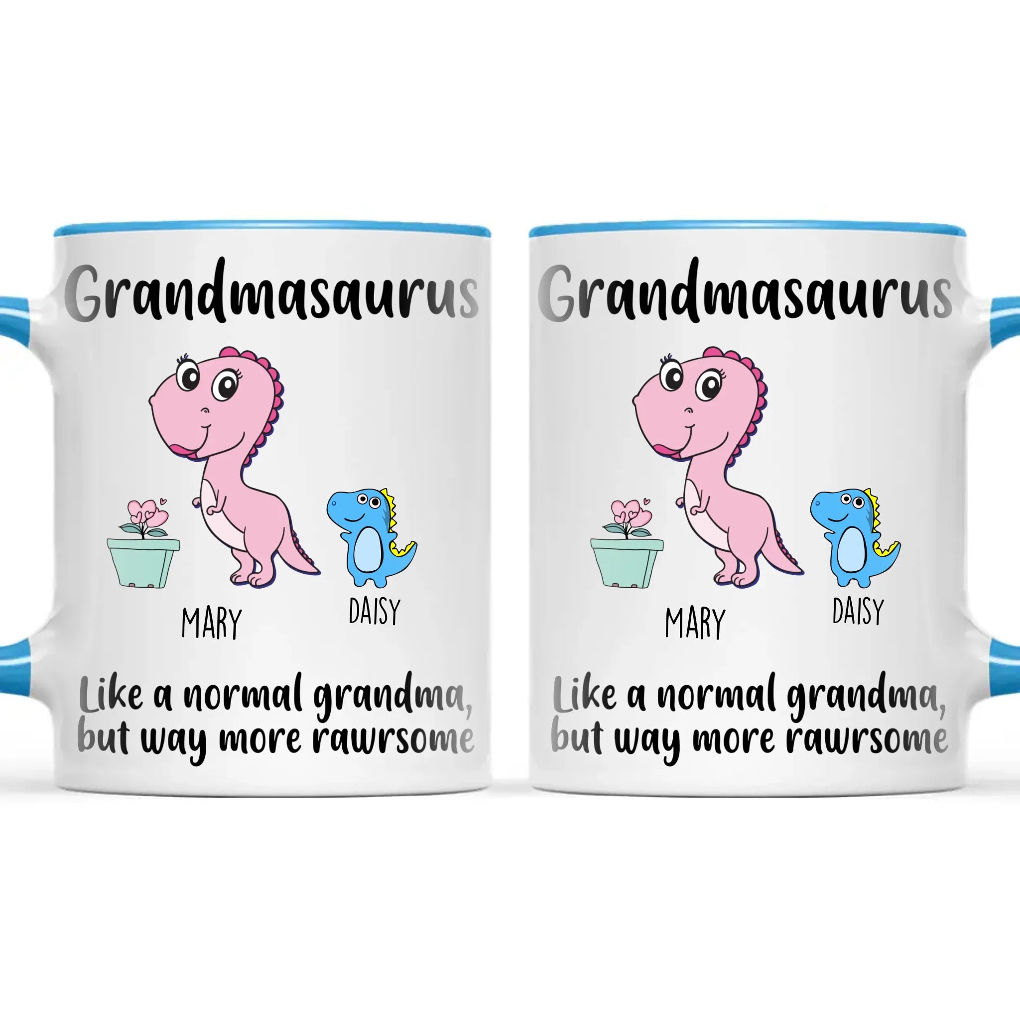 Personalised Grandmasaurus Mug – Add Up to 12 Baby Dinosaur Grandkids with Names – Fun & Cute Mother’s Day Gift for Grandma