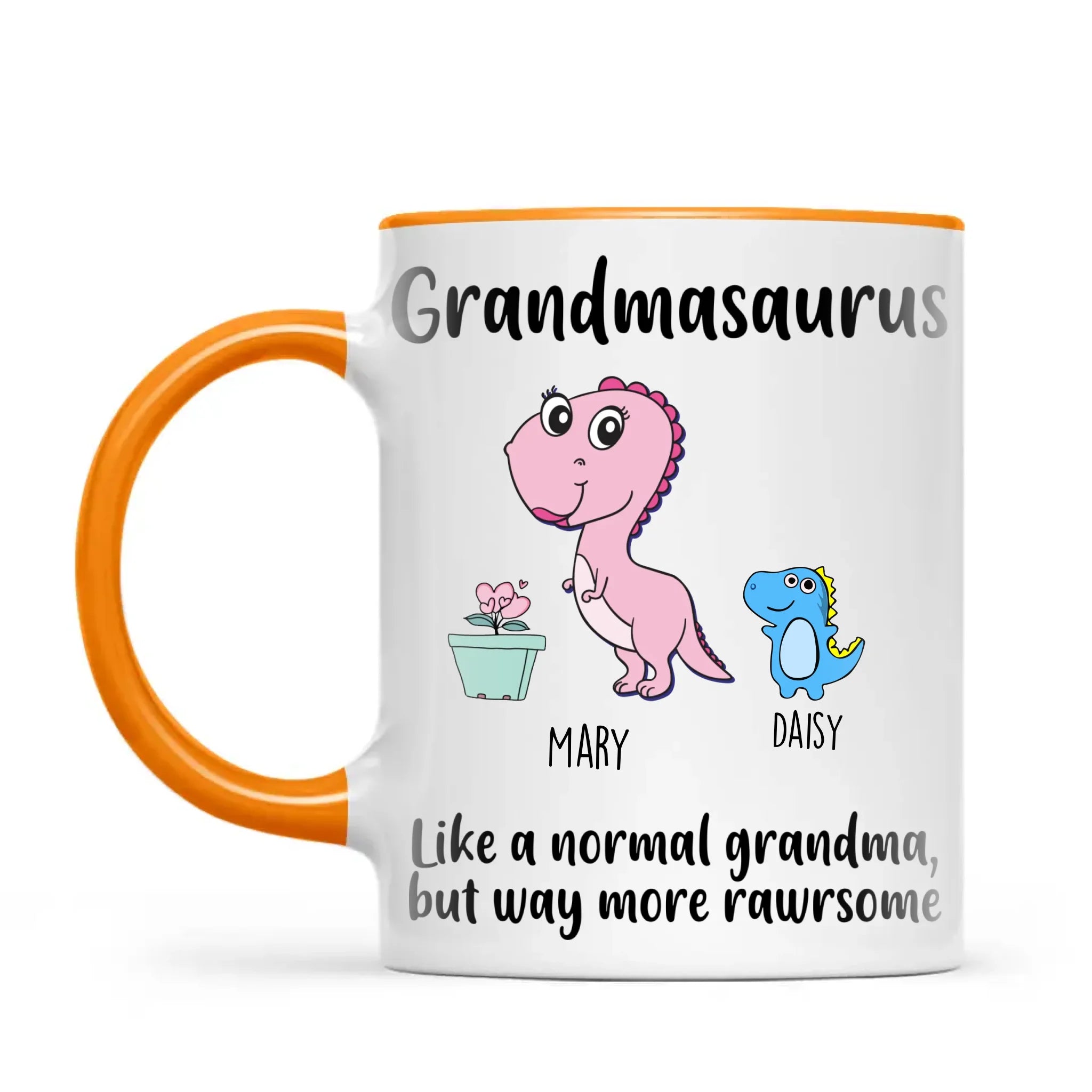Personalised Grandmasaurus Mug – Add Up to 12 Baby Dinosaur Grandkids with Names – Fun & Cute Mother’s Day Gift for Grandma