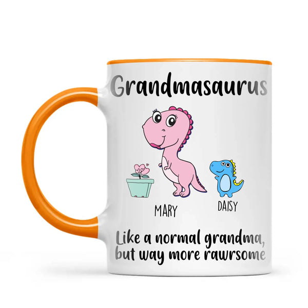 Personalised Grandmasaurus Mug – Add Up to 12 Baby Dinosaur Grandkids with Names – Fun & Cute Mother’s Day Gift for Grandma