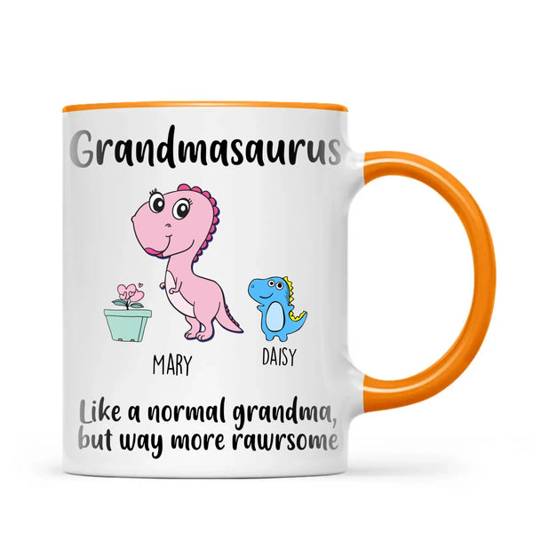 Personalised Grandmasaurus Mug – Add Up to 12 Baby Dinosaur Grandkids with Names – Fun & Cute Mother’s Day Gift for Grandma