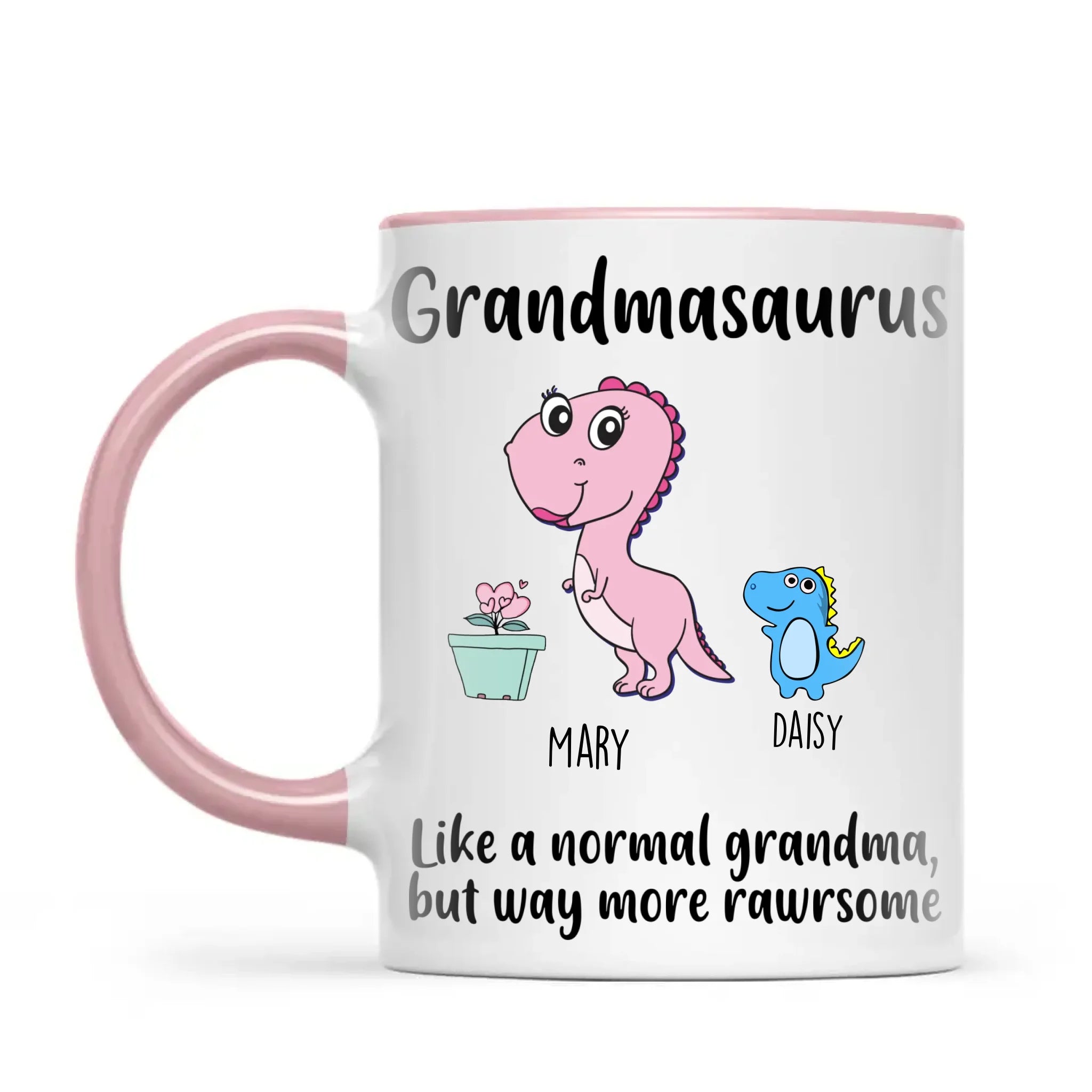 Personalised Grandmasaurus Mug – Add Up to 12 Baby Dinosaur Grandkids with Names – Fun & Cute Mother’s Day Gift for Grandma