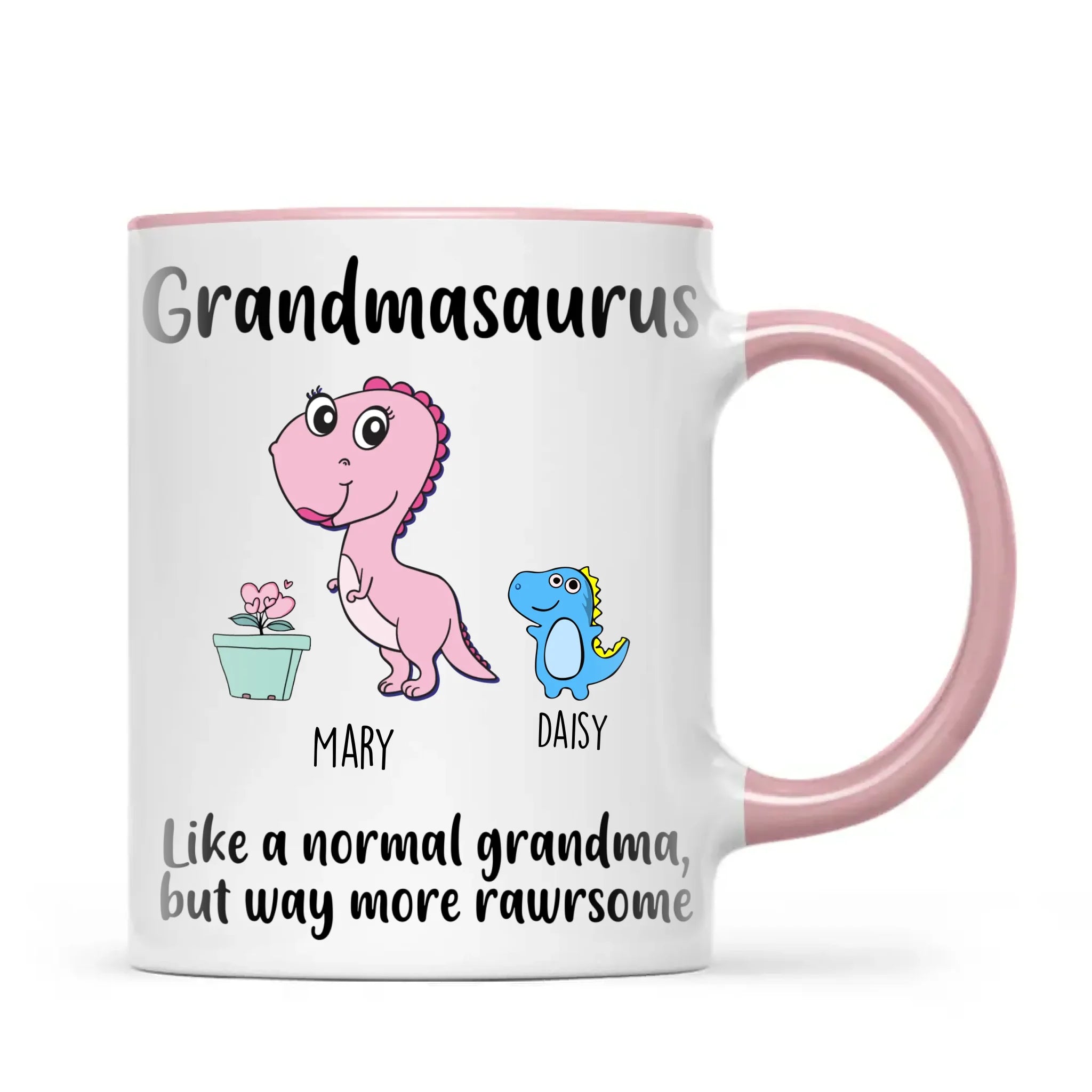 Personalised Grandmasaurus Mug – Add Up to 12 Baby Dinosaur Grandkids with Names – Fun & Cute Mother’s Day Gift for Grandma