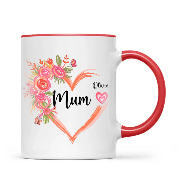 Personalised Floral Heart Mug for Mum – Custom Kids’ Names with Heart Icons – Thoughtful Mother’s Day Gift Made in NZ