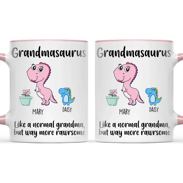 Personalised Grandmasaurus Mug – Add Up to 12 Baby Dinosaur Grandkids with Names – Fun & Cute Mother’s Day Gift for Grandma