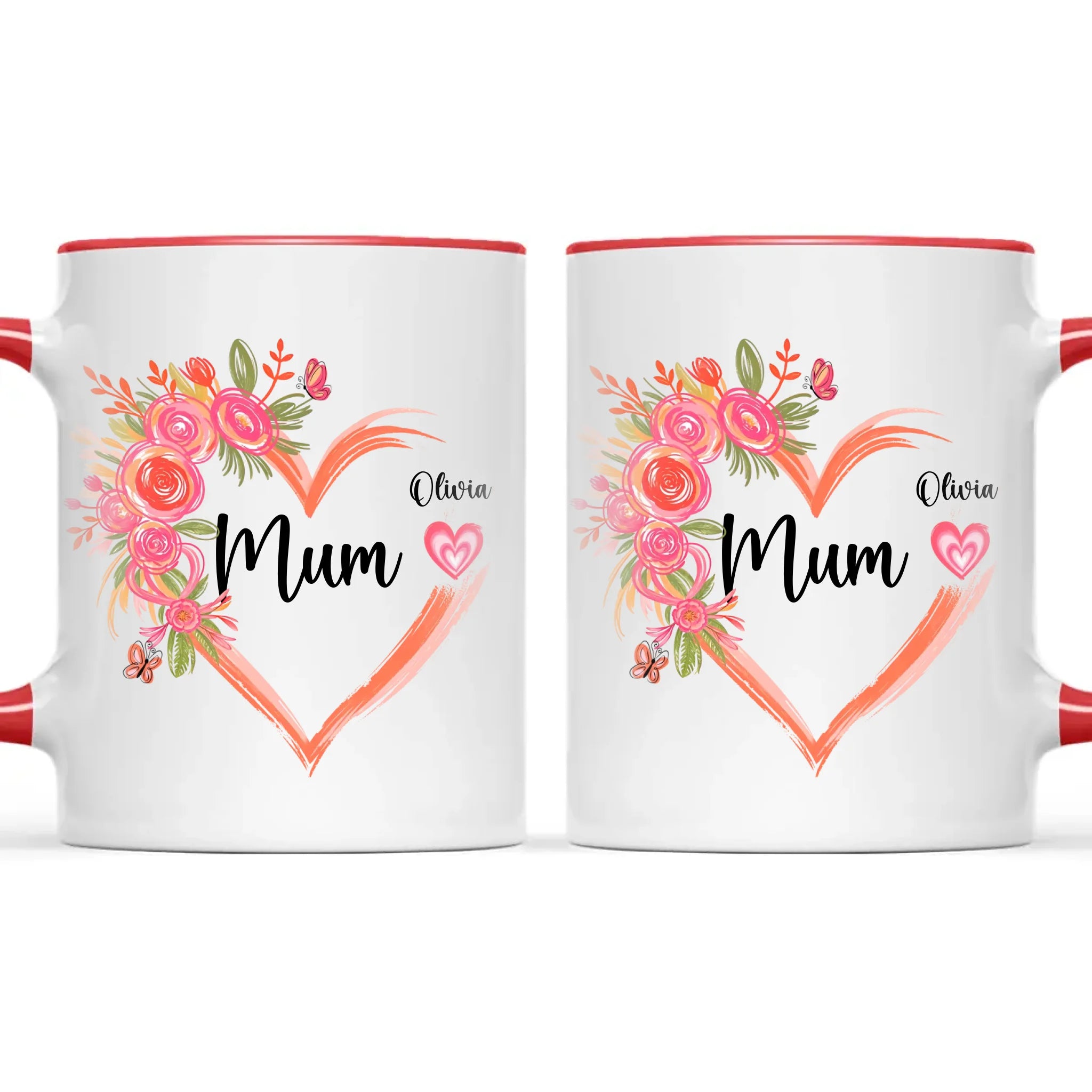 Personalised Floral Heart Mug for Mum – Custom Kids’ Names with Heart Icons – Thoughtful Mother’s Day Gift Made in NZ