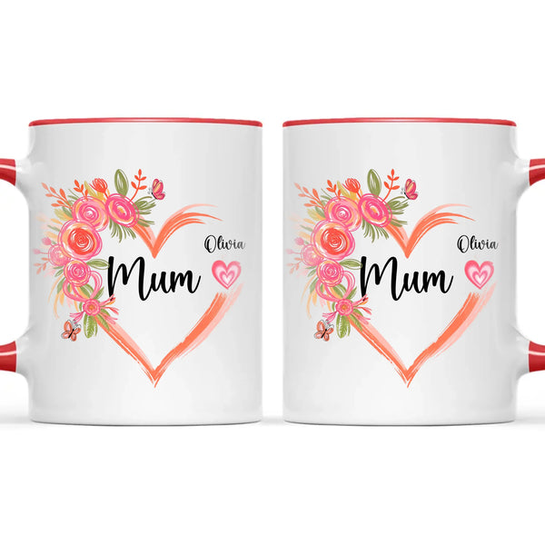Personalised Floral Heart Mug for Mum – Custom Kids’ Names with Heart Icons – Thoughtful Mother’s Day Gift Made in NZ