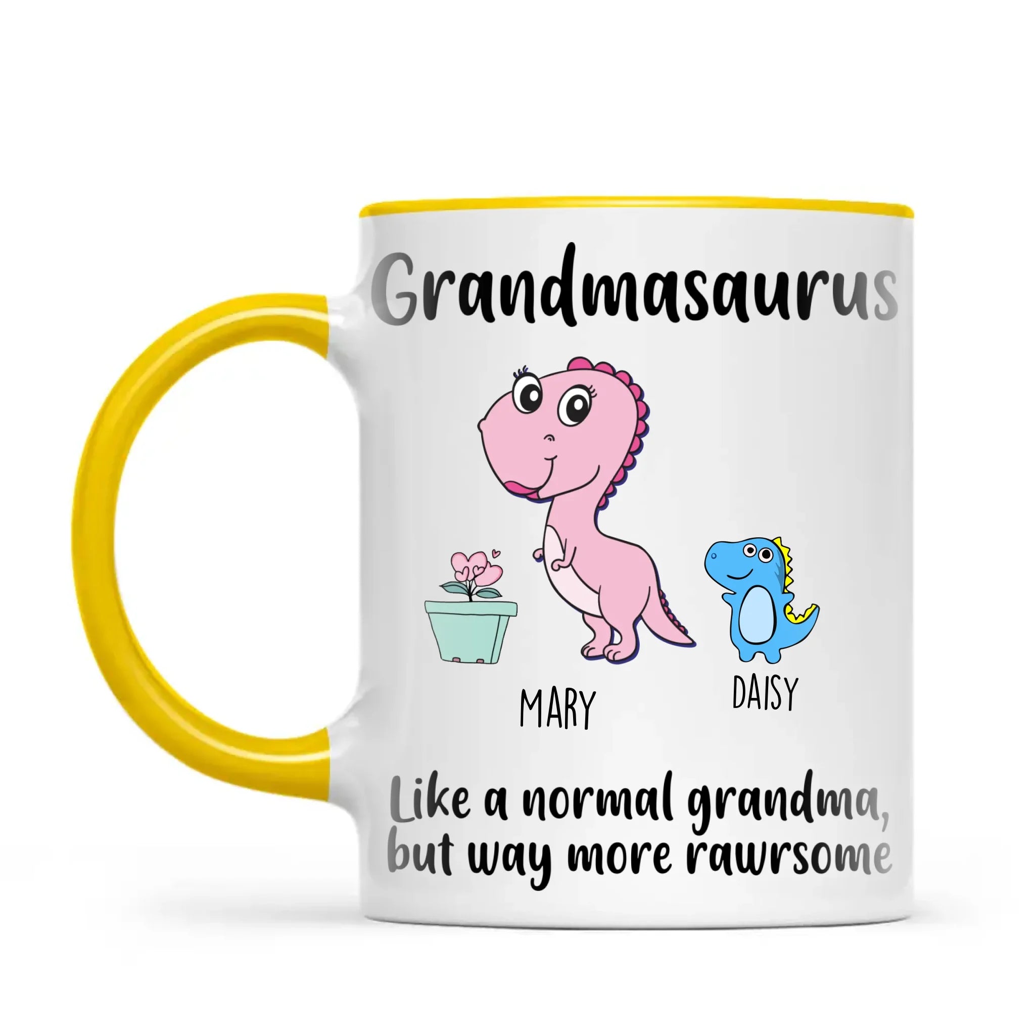 Personalised Grandmasaurus Mug – Add Up to 12 Baby Dinosaur Grandkids with Names – Fun & Cute Mother’s Day Gift for Grandma