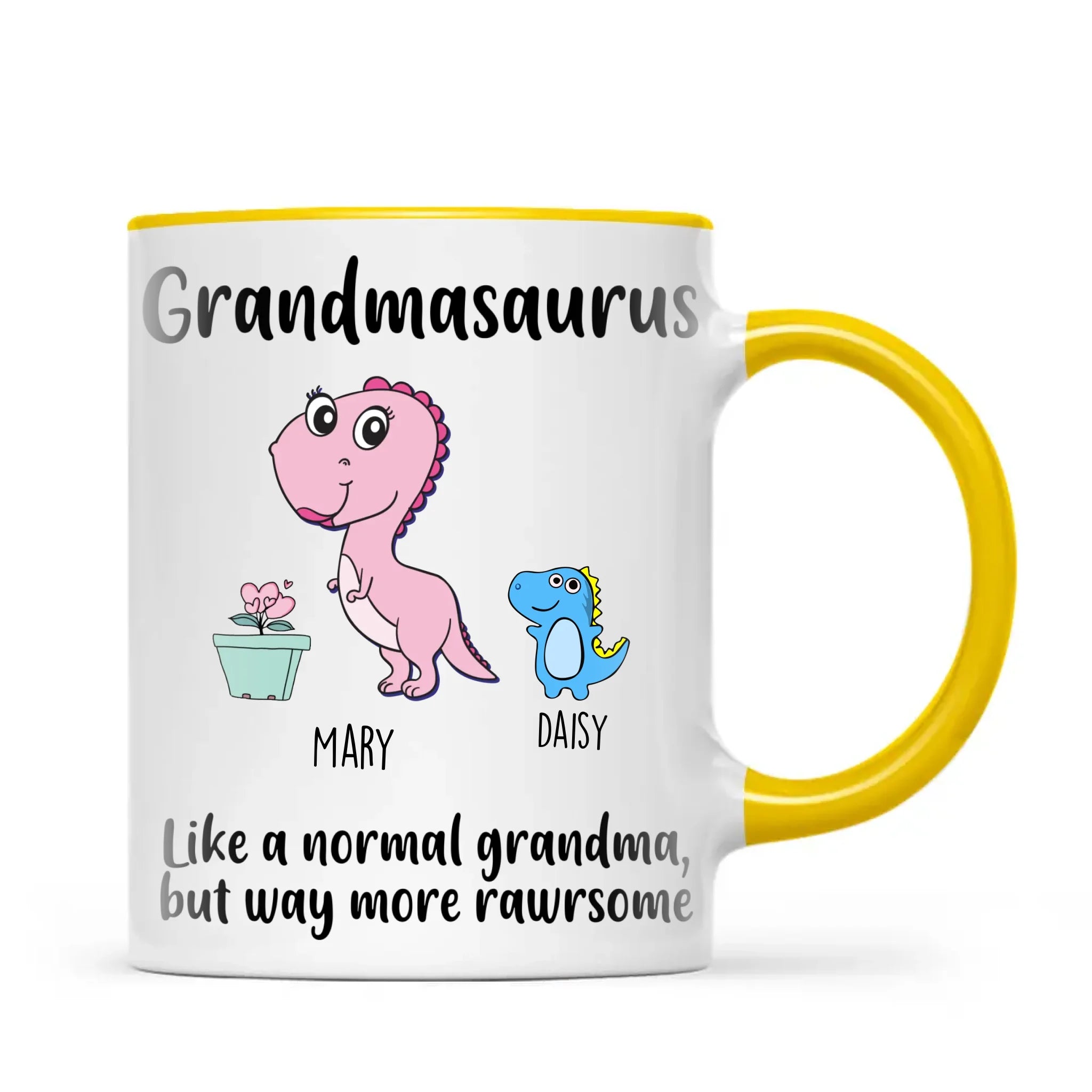 Personalised Grandmasaurus Mug – Add Up to 12 Baby Dinosaur Grandkids with Names – Fun & Cute Mother’s Day Gift for Grandma