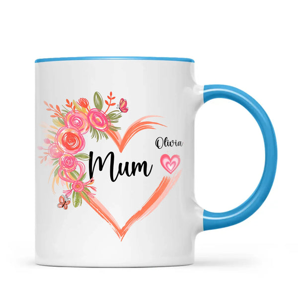 Personalised Floral Heart Mug for Mum – Custom Kids’ Names with Heart Icons – Thoughtful Mother’s Day Gift Made in NZ