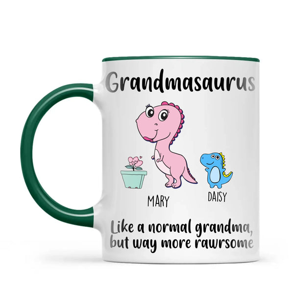 Personalised Grandmasaurus Mug – Add Up to 12 Baby Dinosaur Grandkids with Names – Fun & Cute Mother’s Day Gift for Grandma