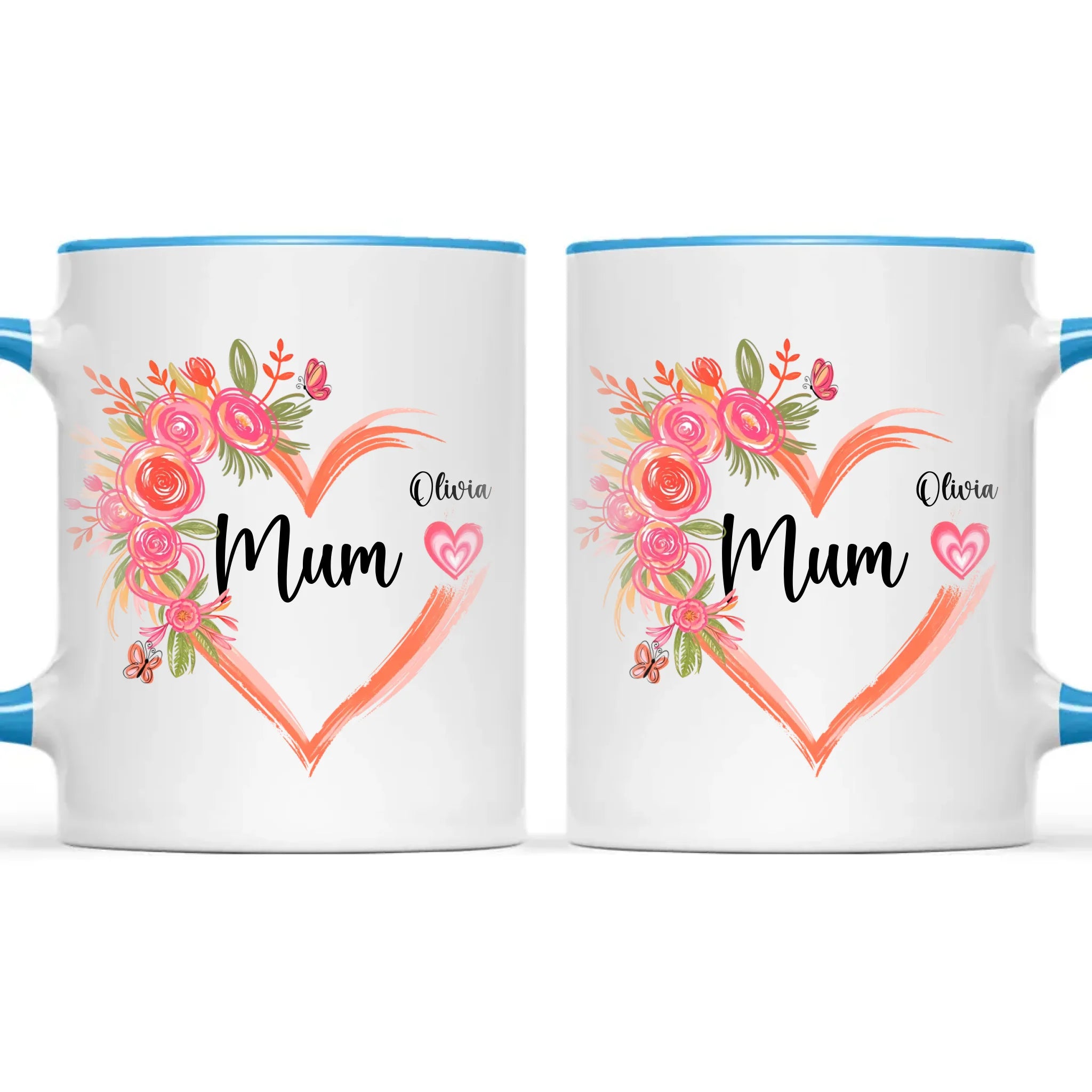 Personalised Floral Heart Mug for Mum – Custom Kids’ Names with Heart Icons – Thoughtful Mother’s Day Gift Made in NZ