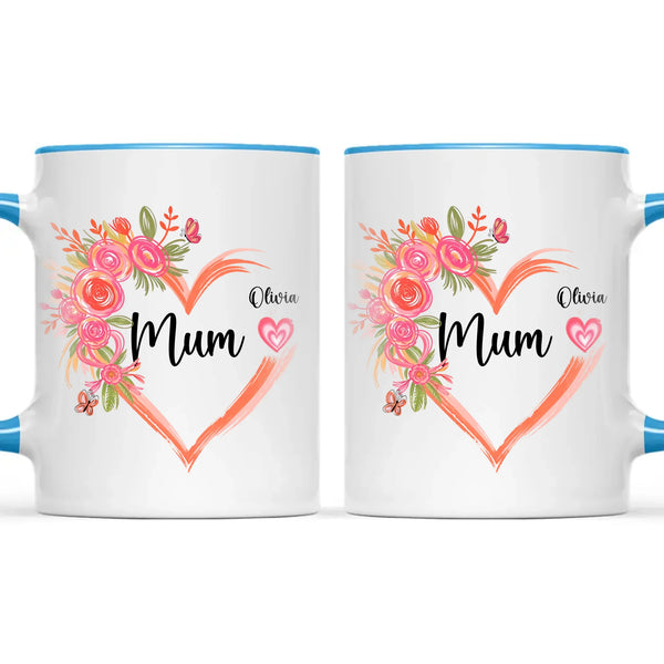 Personalised Floral Heart Mug for Mum – Custom Kids’ Names with Heart Icons – Thoughtful Mother’s Day Gift Made in NZ