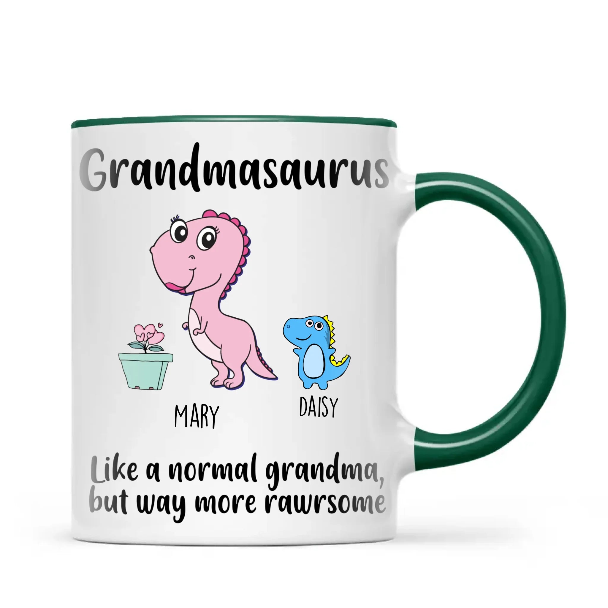 Personalised Grandmasaurus Mug – Add Up to 12 Baby Dinosaur Grandkids with Names – Fun & Cute Mother’s Day Gift for Grandma