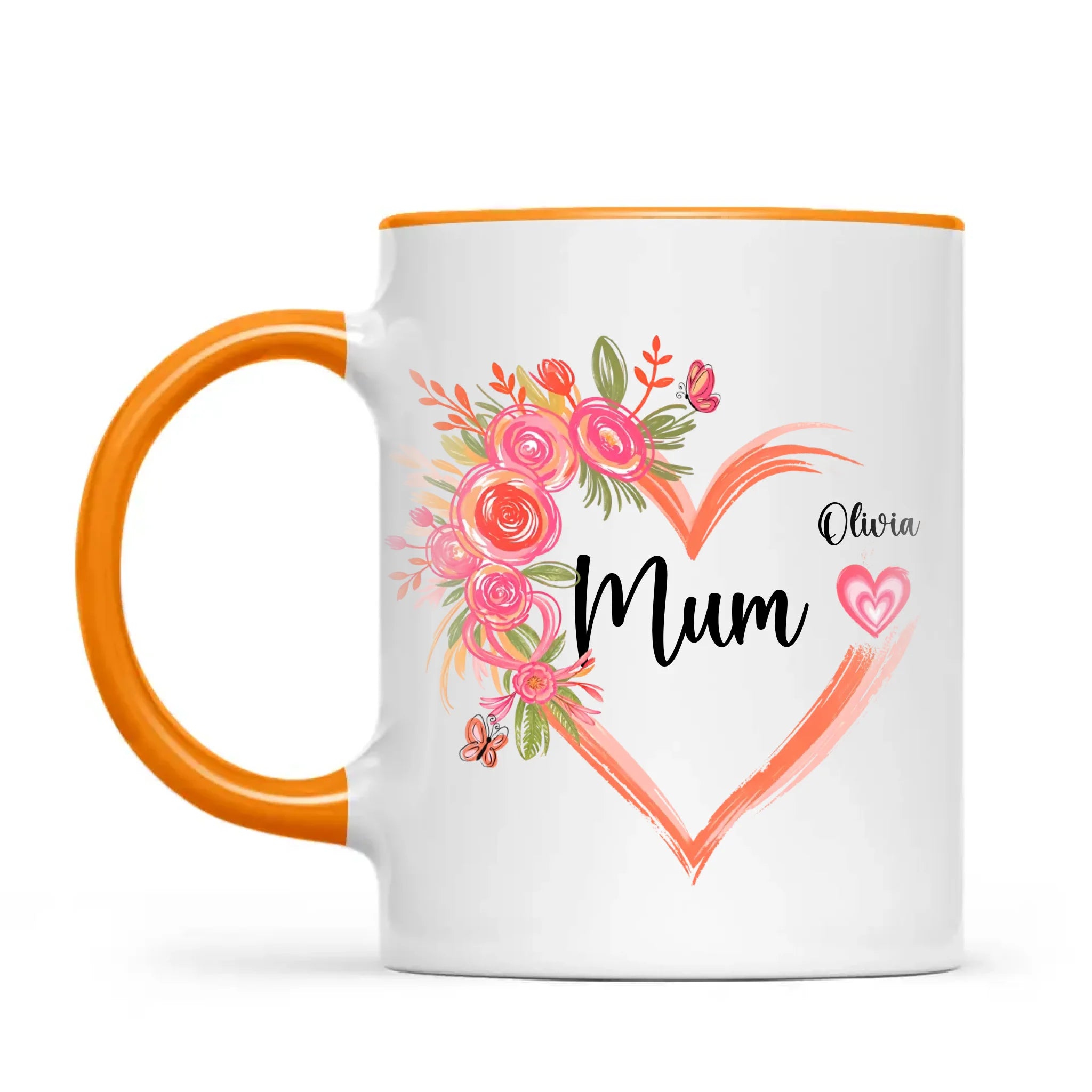 Personalised Floral Heart Mug for Mum – Custom Kids’ Names with Heart Icons – Thoughtful Mother’s Day Gift Made in NZ