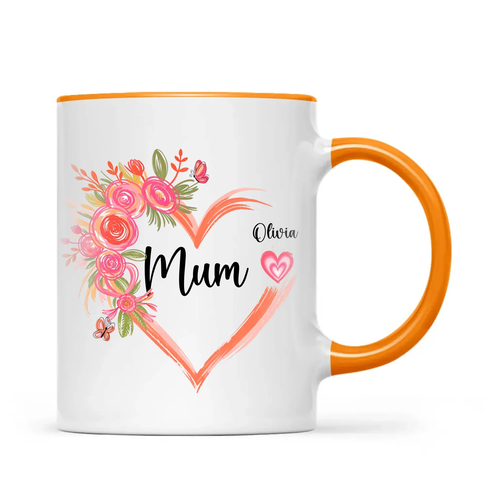 Personalised Floral Heart Mug for Mum – Custom Kids’ Names with Heart Icons – Thoughtful Mother’s Day Gift Made in NZ