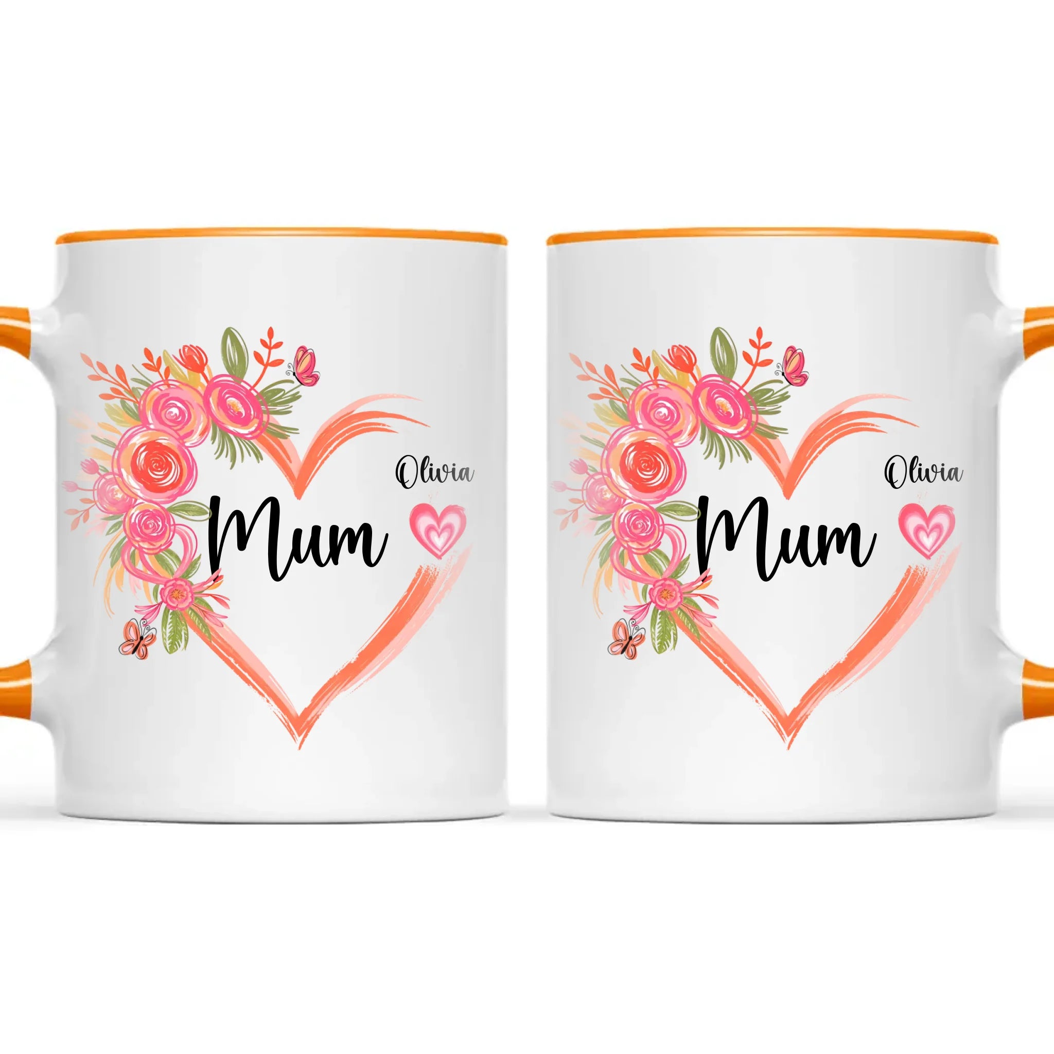 Personalised Floral Heart Mug for Mum – Custom Kids’ Names with Heart Icons – Thoughtful Mother’s Day Gift Made in NZ