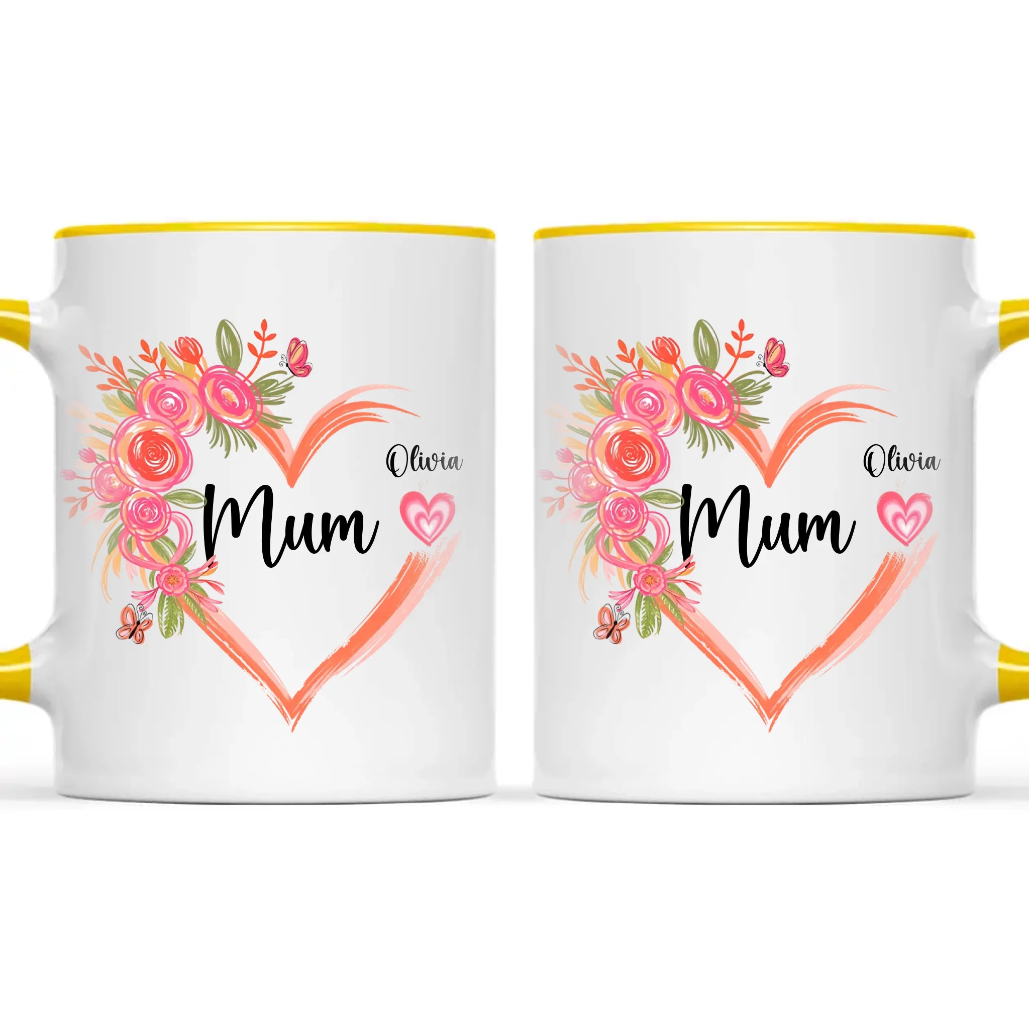 Personalised Floral Heart Mug for Mum – Custom Kids’ Names with Heart Icons – Thoughtful Mother’s Day Gift Made in NZ