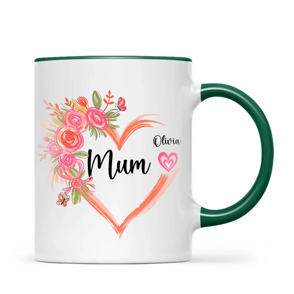 Personalised Floral Heart Mug for Mum – Custom Kids’ Names with Heart Icons – Thoughtful Mother’s Day Gift Made in NZ