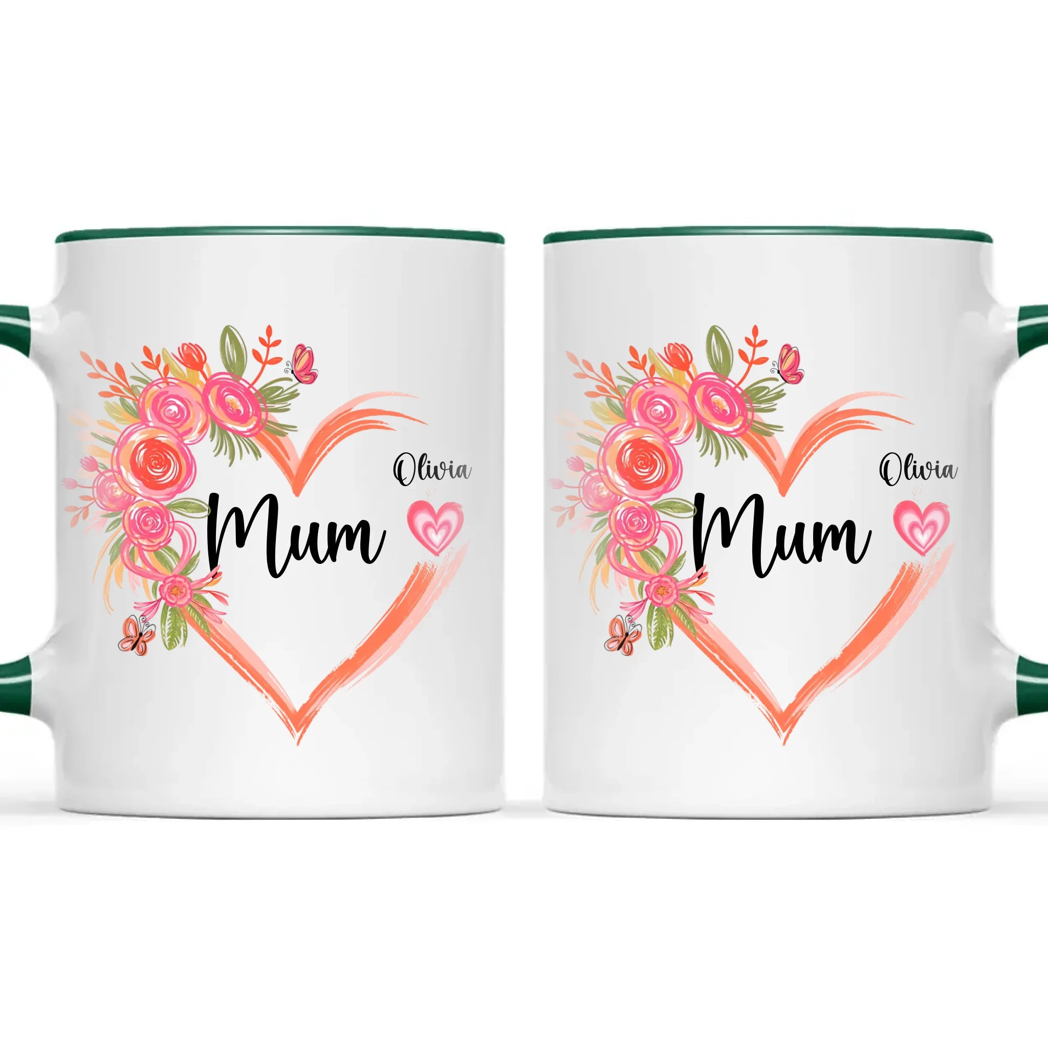 Personalised Floral Heart Mug for Mum – Custom Kids’ Names with Heart Icons – Thoughtful Mother’s Day Gift Made in NZ