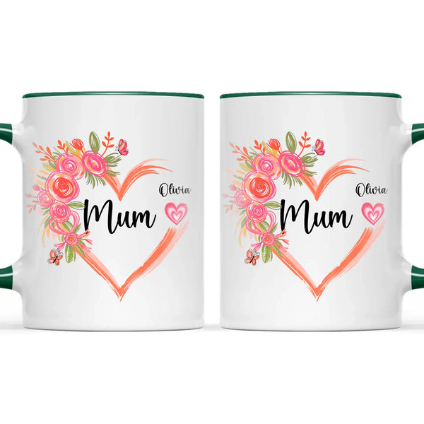 Personalised Floral Heart Mug for Mum – Custom Kids’ Names with Heart Icons – Thoughtful Mother’s Day Gift Made in NZ