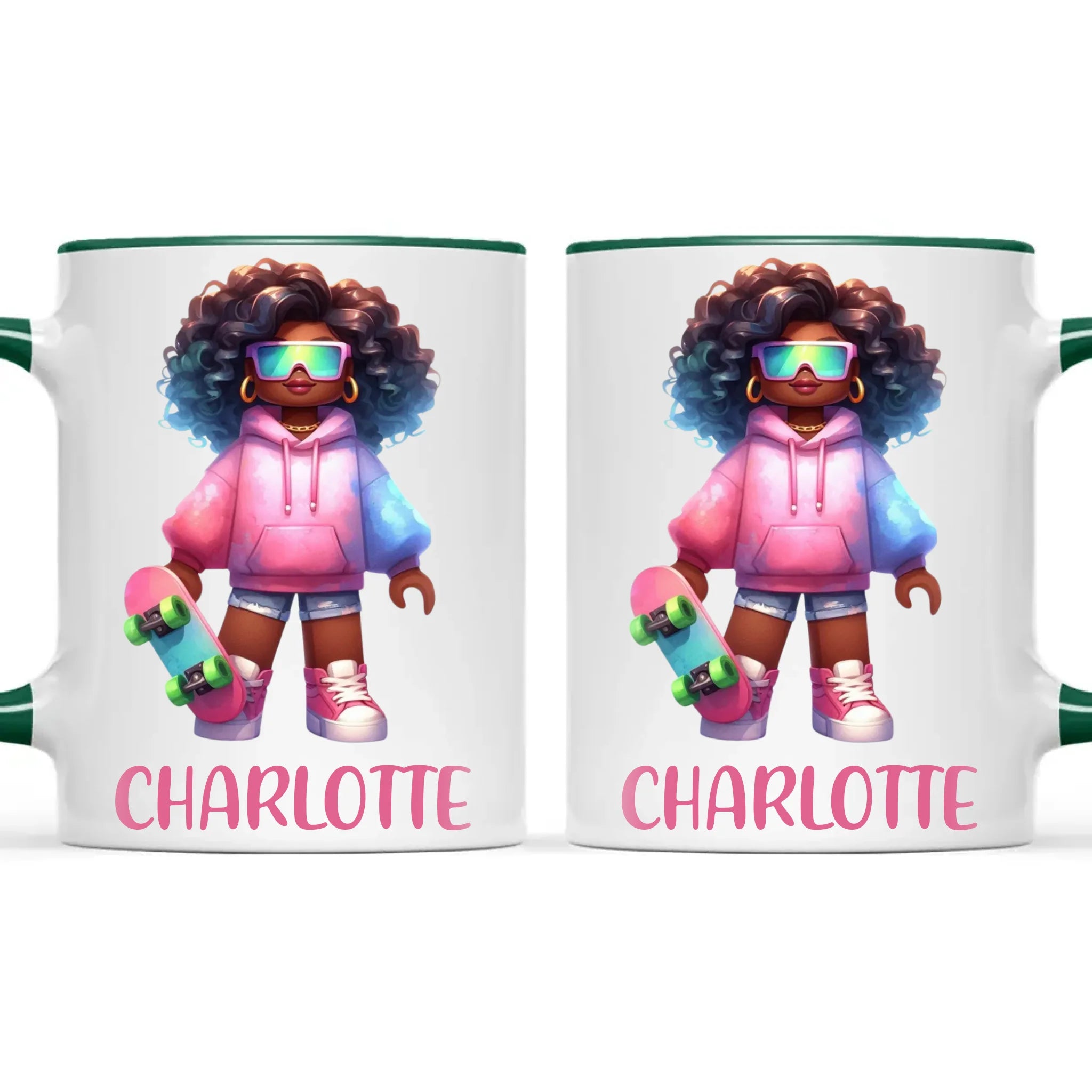 Personalised Skateboarder Kids Cup - Custom Name Skater Character Mug - 11oz, 6oz or Enamel - NZ Made Gift