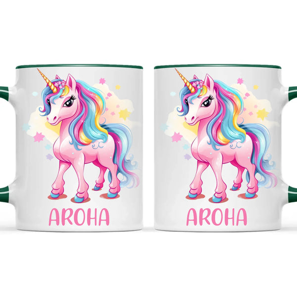 Personalised Pink Unicorn Kids Cup - Custom Name Unicorn Mug - 11oz, 6oz or Enamel - Magical Unicorn Gift - NZ Made