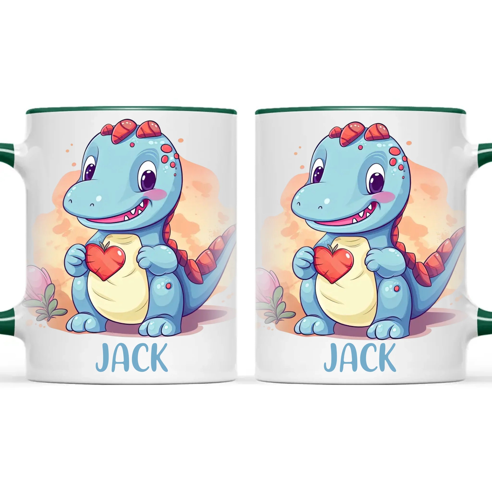 Personalised Blue Dinosaur Kids Cup - Custom Name Dino Mug - 11oz, 6oz or Enamel - Cute Dinosaur Gift for Kids - NZ Made