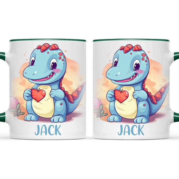 Personalised Blue Dinosaur Kids Cup - Custom Name Dino Mug - 11oz, 6oz or Enamel - Cute Dinosaur Gift for Kids - NZ Made