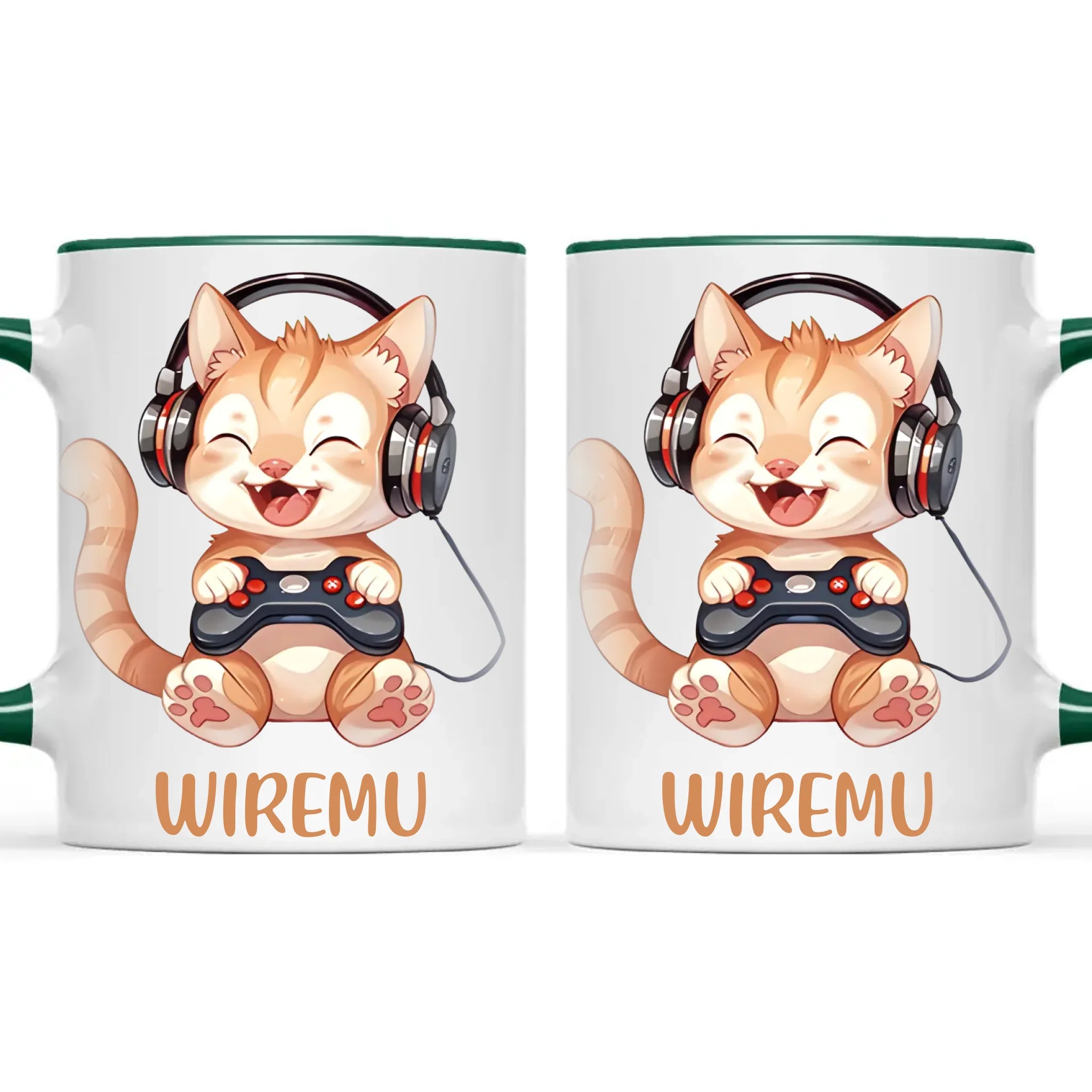 Personalised Gaming Cat Kids Cup - Custom Name Mug - 11oz, 6oz or Enamel - Cute Gamer Cat Gift - NZ Made