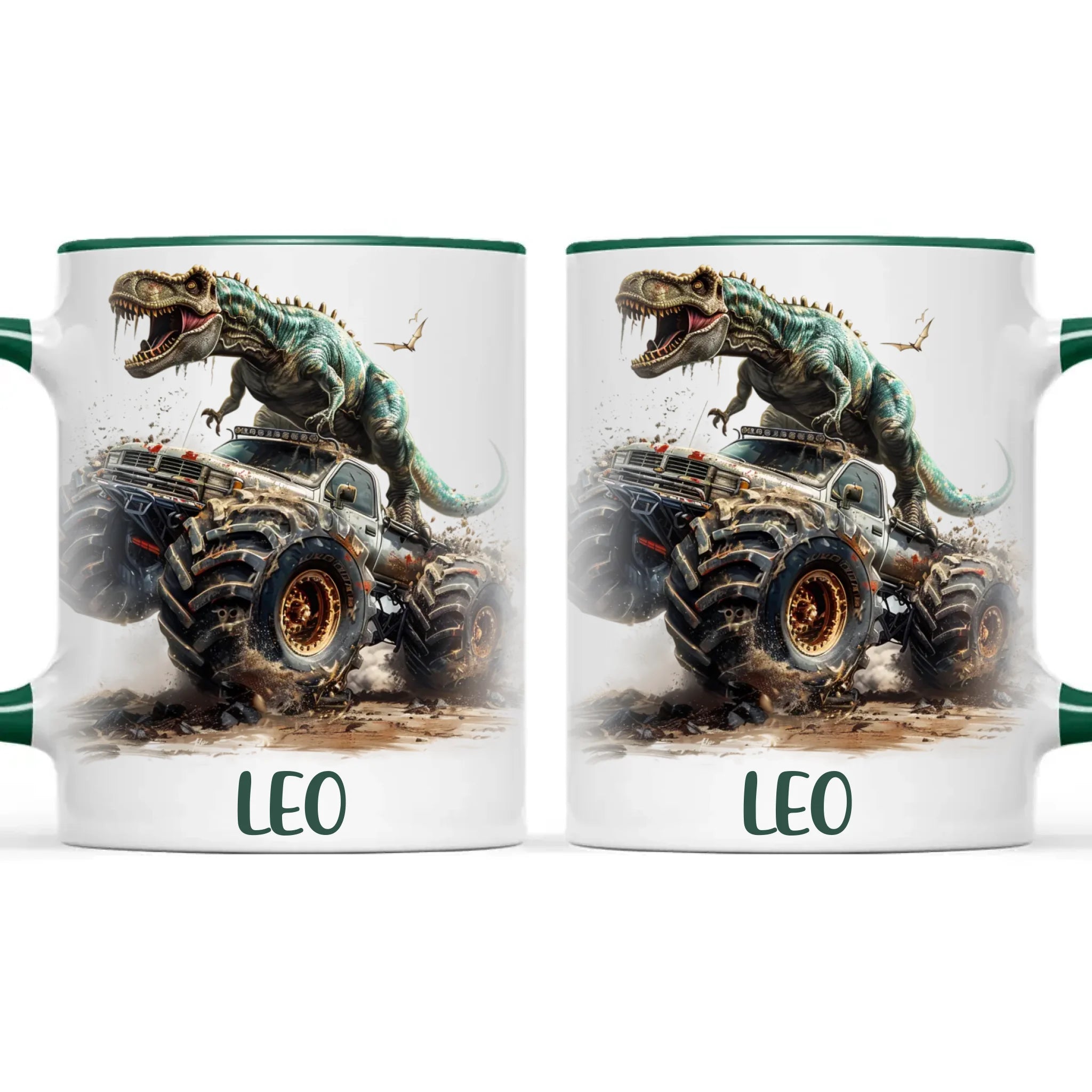 Personalised Dinosaur Monster Truck Kids Cup - Custom Name Mug for Boys - 11oz, 6oz or Enamel Cup - NZ Made Gift