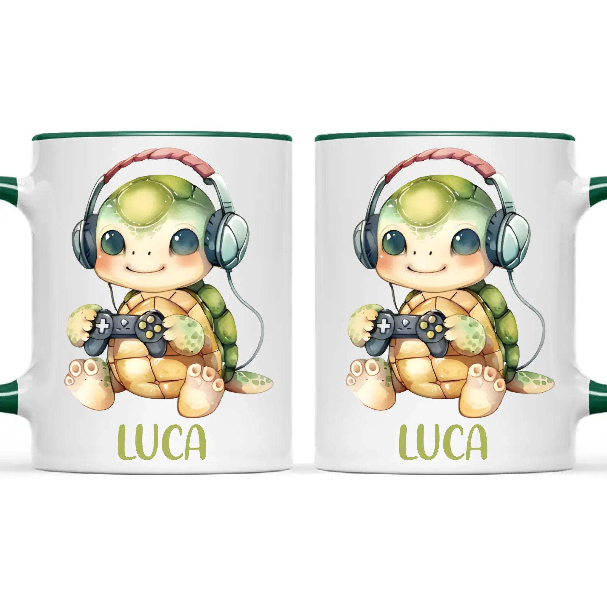 Personalised Gaming Turtle Kids Cup - Custom Name Cup - 11oz, 6oz or Enamel Cup - Cute Gamer Turtle Gift - NZ Made