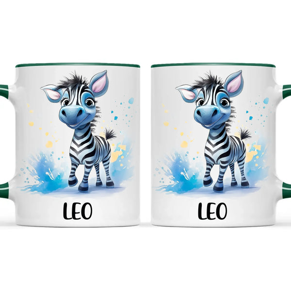 Personalised Zebra Kids Cup with Custom Name – Cute Animal Mug for Boys & Girls – 11oz, 6oz & Enamel Options – Personalised Gift for Birthday, Christmas & Special Occasions
