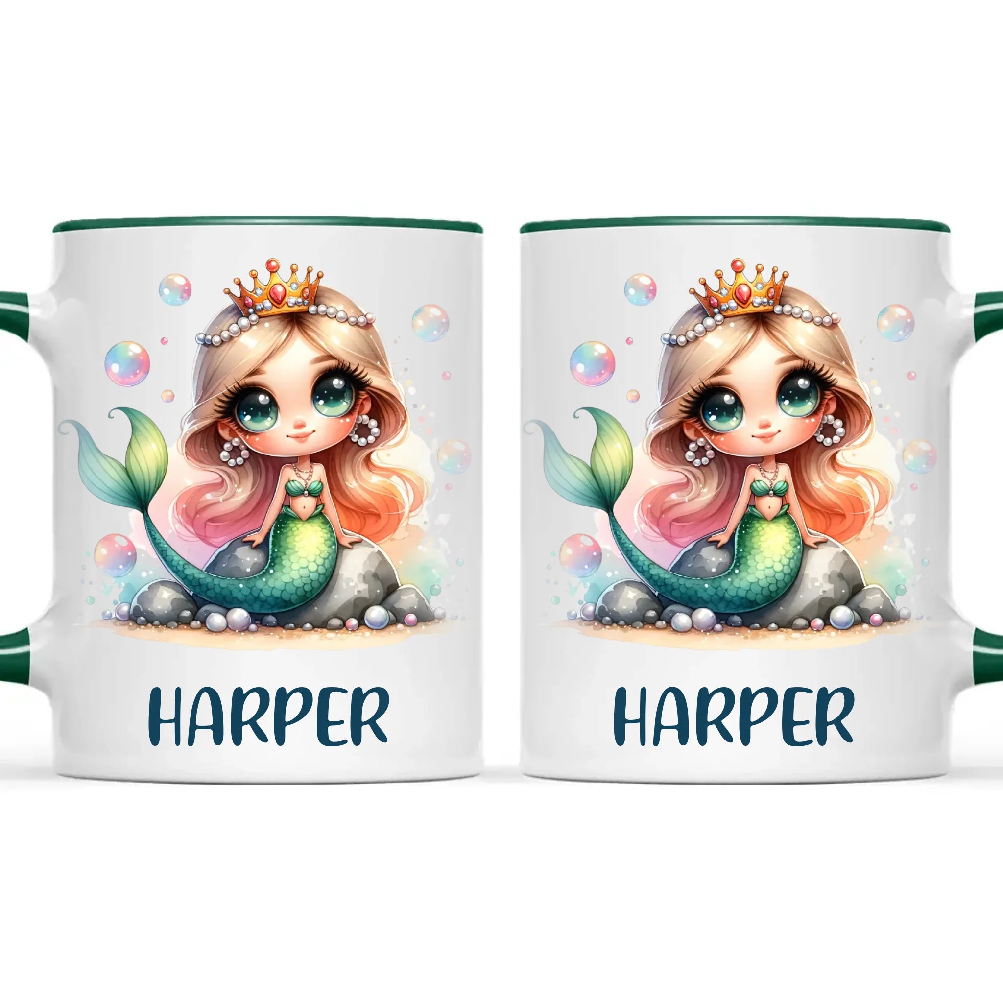 Personalised with Name, Mermaid Princess Kids Mug – Custom Ocean Fantasy Cup for Children – Available in 11oz, 6oz & Enamel