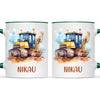 Personalised with Name, Bulldozer Kids Mug – Customised Construction-Themed Cup – Available in 11oz, 6oz & Enamel Options