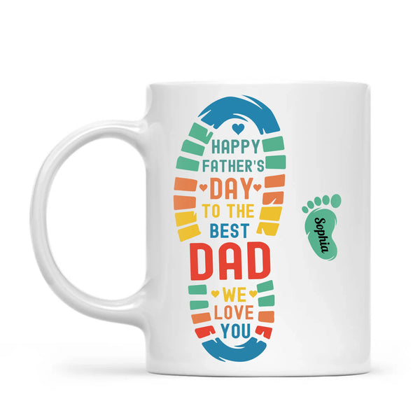 Personalised Father’s Day Footprint Mug – Add Baby or Dog Names (11oz)