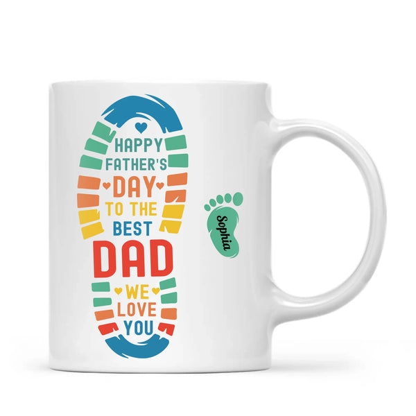 Personalised Father’s Day Footprint Mug – Add Baby or Dog Names (11oz)