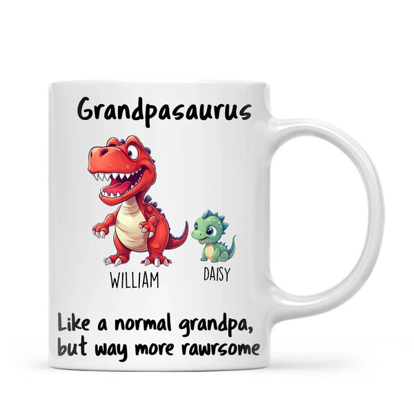 Personalised Grandpasaurus Mug – Custom Grandpa Gift with Up to 12 Dino Kids (11oz)