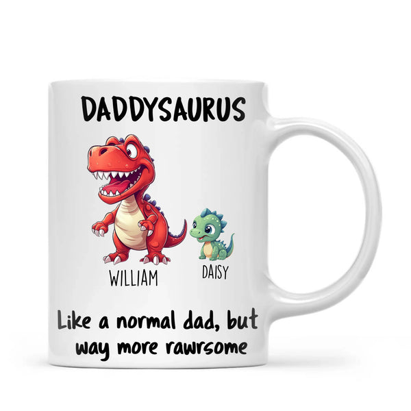 Personalised Daddysaurus Mug – Custom Father’s Day Gift with Up to 12 Dino Kids (11oz)